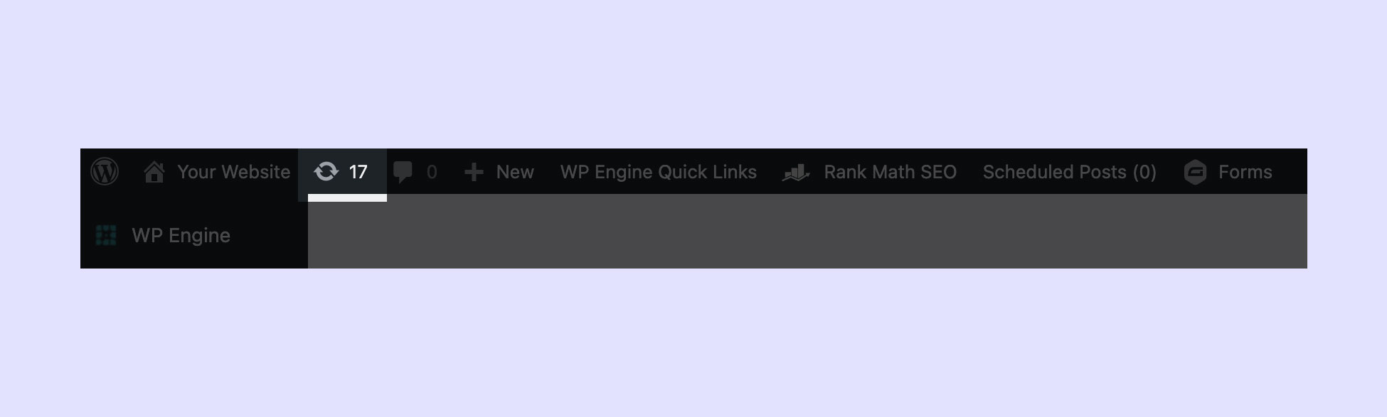 A screenshot showing what the updates button looks like on the WordPress admin dashboard.